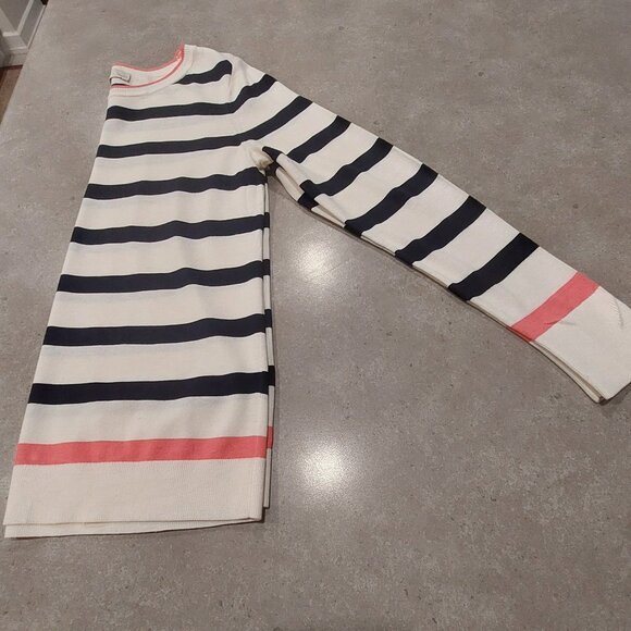 LOFT Petites Cream Black Pink Striped Long Sleeves Knit Top - Size Medium (MP) - Picture 9 of 11